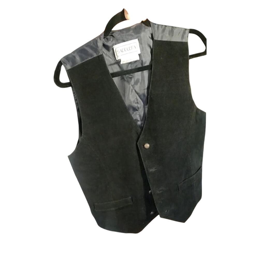 Saddlery Black Suede Vintage Vest Mens S NWOT